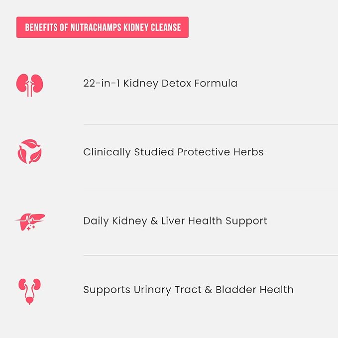 Kidney Cleanse Detox & Repair | 22-In-1 Kidney Health Supplement | Extra Strength 50:1 Cranberry Extract with Bioperine for Increased Absorption | Kidney & Urinary Tract Support & Flush Formula