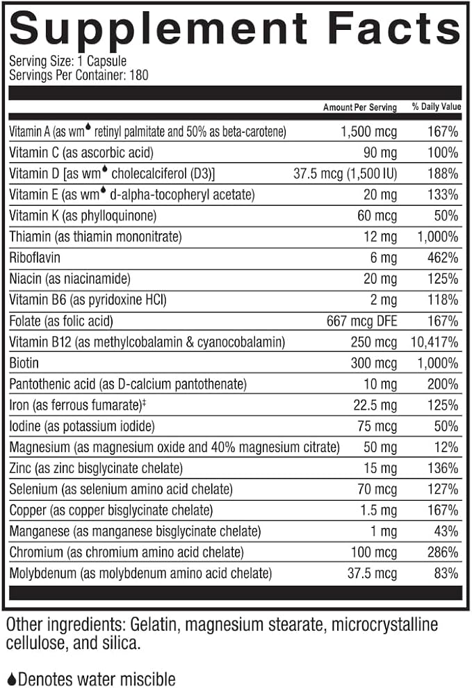 Celebrate Vitamins Multi-Complete, 45mg Iron – Daily Bariatric Multivitamin for Sleeve Gastrectomy and Gastric Bypass Surgery Patients – Essential Vitamins & Minerals (180 Capsules)