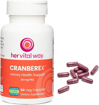 Cranberex - Cranberry Pills for Women and Men - Cranberry Supplement with 36mg PAC - Cranberry Extract Capsules for Urinary Tract Health and Kidney Care - 60 Veg Capsules