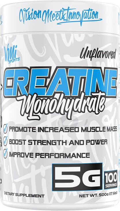 VMI Sports Creatine Monohydrate Unflavored Powder Muscle Mass – Strength – Size – Power | 5 Grams per Serving (500 Grams)
