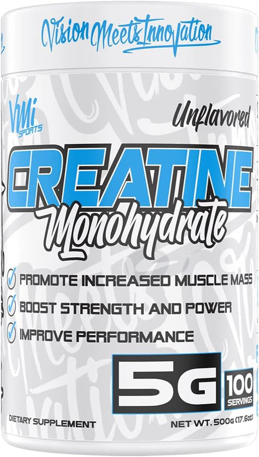 VMI Sports Creatine Monohydrate Unflavored Powder Muscle Mass – Strength – Size – Power | 5 Grams per Serving (500 Grams)