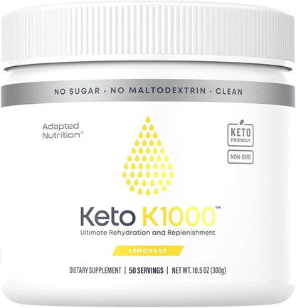 Hi-Lyte Keto K1000 Electrolyte Powder | Lemonade | Hydration Supplement Drink Mix | Boost Energy & Beat Leg Cramps | No Sugar, No Maltodextrin | 50 Servings