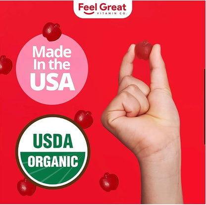 Organic Kids Apple Cider Vinegar Gummies by Feel Great Vitamins | Rich in Digestive Enzymes & Natural Antioxidants for Gut Health | Kids Gummy Supports Healthy Nutrient Absorption | 60 Day Supply