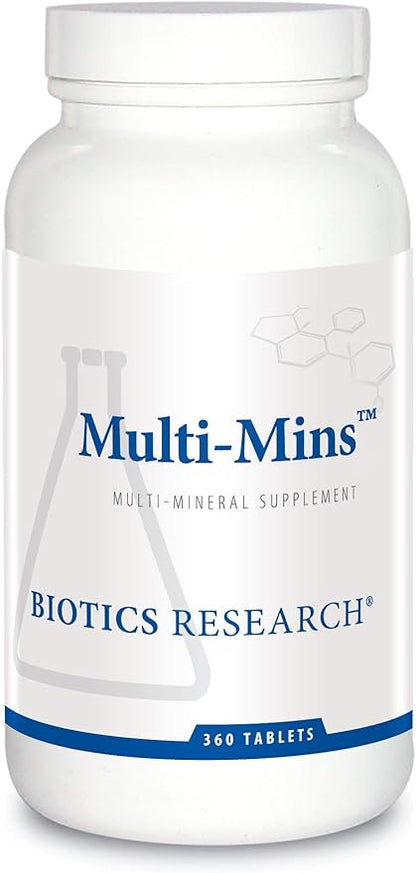 Biotics Research Multi-Mins - Bioavailable & Potent Multi Mineral Supplement, Balanced Mineral Chelates & Whole Food Trace Minerals with Magnesium, Chromium, Iodine - Easily Absorbed - 360 Tablets