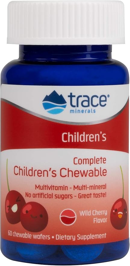 Trace Minerals | Complete Children's Chewable Tablets | Well-rounded Multivitamin, Contains Numerous Vitamins, Minerals | Promotes Healthy Energy And Mental Focus | Vegan, Gluten Free | 60 Of 1 Pack