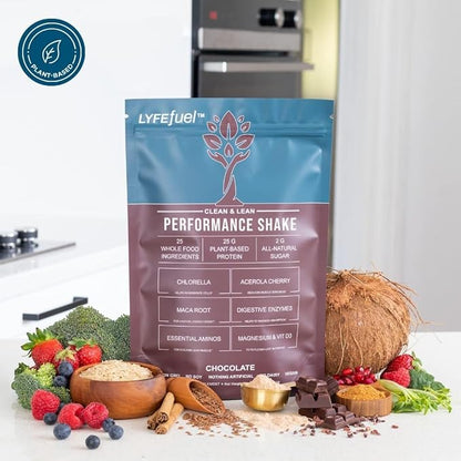 Vegan Protein Shake by LyfeFuel | Plant-Based Protein Powder with BCAA, Greens & Superfoods for Sports Performance, Recovery & Lean Muscle Building | Clean Whey Protein Powder (Chocolate, 24 Servings)