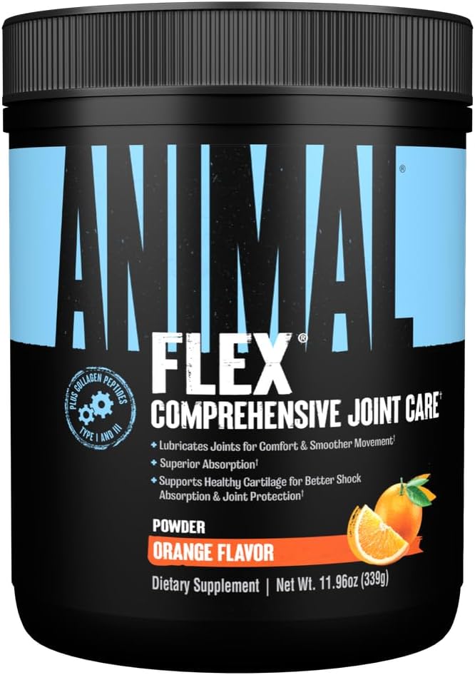 Animal Flex Powder - Joint Support Supplement for Pain Relief, Repair and Restore Muscles with Turmeric, Glucosamine, Chondroitin, MSM, Collagen and Boswellia, Great Tasting Orange Flavor, 30 Scoops