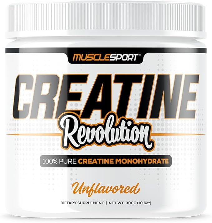 Musclesport Creatine Monohydrate Powder - Micronized Creatine Monohydrate - Energy, Strength & Endurance - 300g, Unflavored