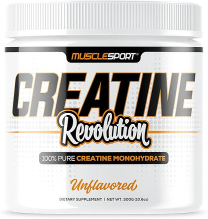 Musclesport Creatine Monohydrate Powder - Micronized Creatine Monohydrate - Energy, Strength & Endurance - 300g, Unflavored
