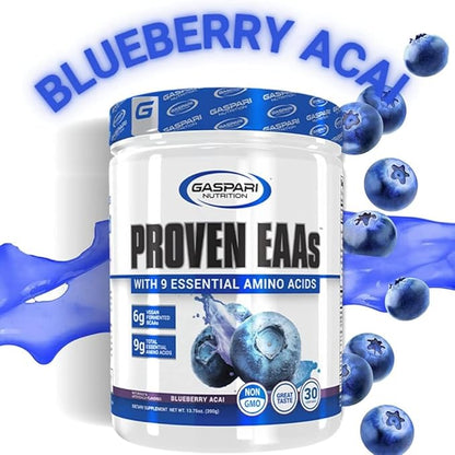 Gaspari Nutrition: Proven EAAs, Vegan Fermented EAAs, Enhances Recovery & Replenishes Electrolytes, Non-GMO (30 Servings, Blueberry Acai)