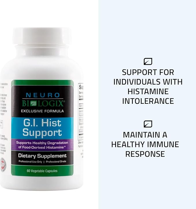 Neuro biologix GI Hist Support - Supplement for Histamine Digest, Histamine Blocker with Vitamin C, Quercetin, Porcine Kidney, Alpha Lipoic Acid, Stinging Nettle Root, and Bromelain, 60 Capsules