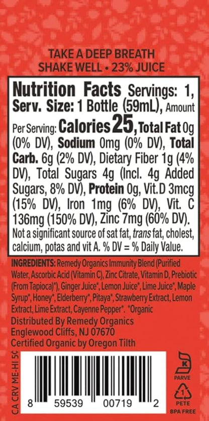 Remedy Organics Immunity Plus Shot, Protect 24-Pack | Boost Energy, Brain Function, Detoxification, and Metabolism | Certified-Organic Ingredients
