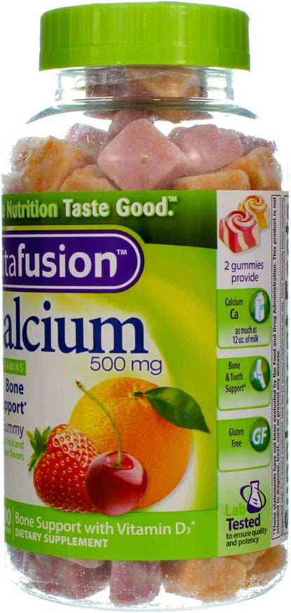 VitaFusion Calcium 500 mg Dietary Supplement Gummies Natural Fruit and Cream Flavors - 100 ct, Pack of 2