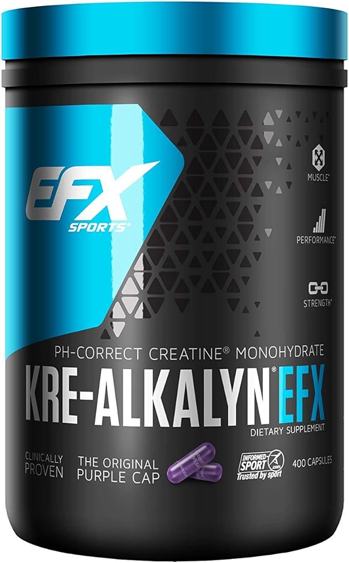 EFX Sports Kre-Alkalyn EFX | pH Correct Creatine Monohydrate Pill Supplement | Strength, Muscle Growth & Performance | 200 Servings, 400 Capsules