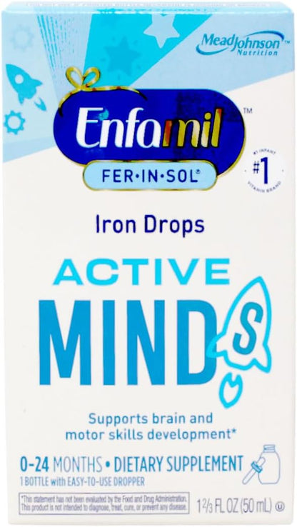 Enfamil Fer-In-Sol Iron Supplement Drops for Infants & Toddlers, Supports Brain Development, 50 mL Dropper Bottle, Pack of 2
