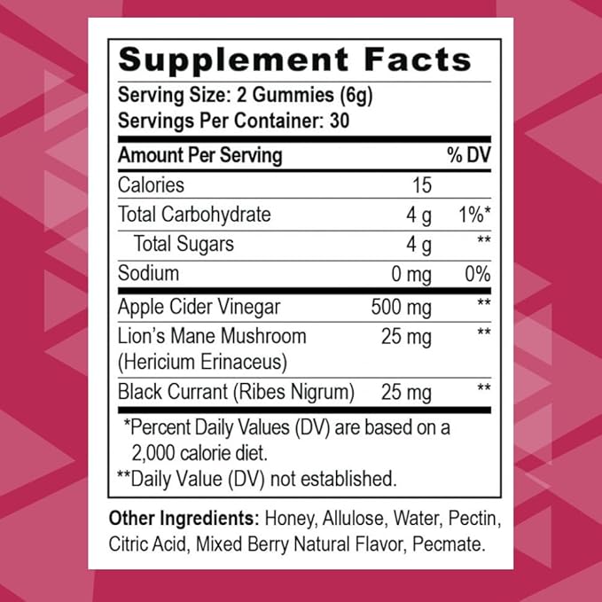 Youngevity Apple Cider Vinegar Gummies 500mg w/Raw ACV from The Mother, Detox Cleanse and Support Immunity, - 60 Gummy Vitamins
