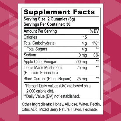 Youngevity Apple Cider Vinegar Gummies 500mg w/Raw ACV from The Mother, Detox Cleanse and Support Immunity, - 60 Gummy Vitamins