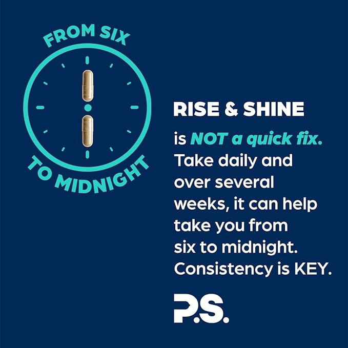 PS Rise & Shine Premium Horny Goat Weed Supplement with Tribulus, Fenugreek, Maca, Ashwagandha, and Tongkat Ali - Supports Men's Energy, Vitality and Endurance (60 Capsules)