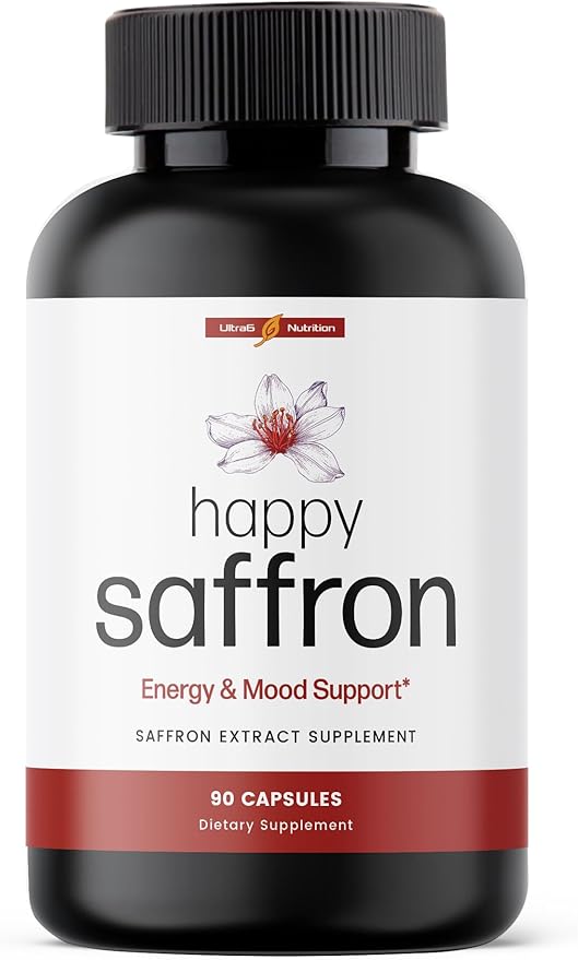 Happy Saffron Supplements - 100% Pure Saffron Extract Supplement - Mood Enhancer for Women & Men - Saffron Supplements for Eye Health Support - Saffron Supplement - Saffron Capsules - 90 Servings