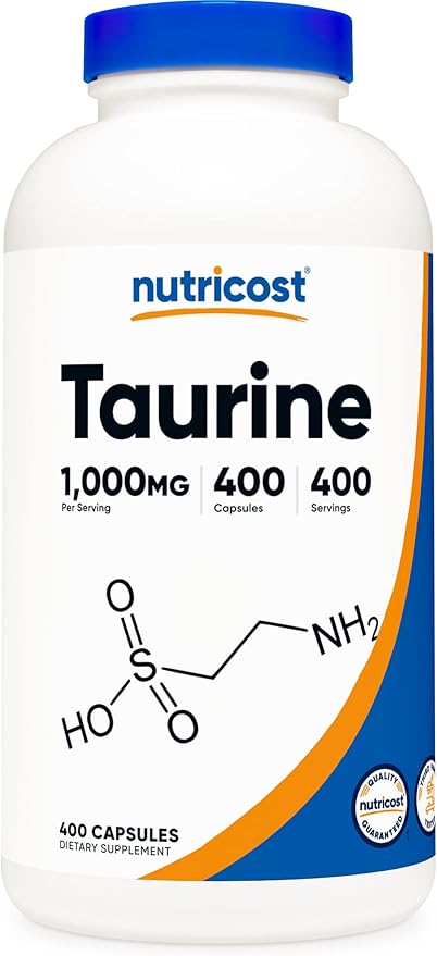 Nutricost Taurine 1000mg; 400 Capsules (2 Bottles)