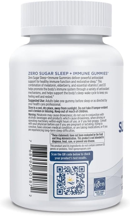 Nordic Naturals Zero Sugar Sleep + Immune Gummies - Elderberry Lemon Flavor - 30 Gummies - 1.5 mg Melatonin Gummies for Sleep with Vitamin D3 - Elderberry & Vitamin C Immune Support - 30 Servings