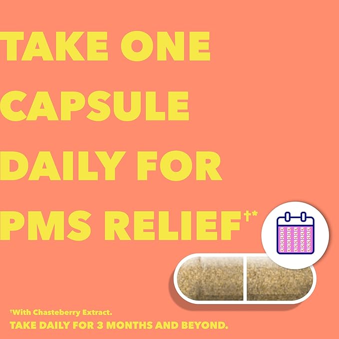 MIDOL Supplements Peace Out PMS, PMS Support Supplement, Formulated with Chasteberry to Help Ease Breast Tenderness & Mild Mood Changes, Also with Ginger Powder & Valerian Extract, 30 Count