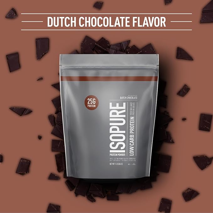Isopure Dutch Chocolate Whey Isolate Protein Powder with Vitamin C & Zinc for Immune Support, 25g Protein, Low Carb & Keto Friendly, 14 Servings, 1 Pound (Packaging May Vary)