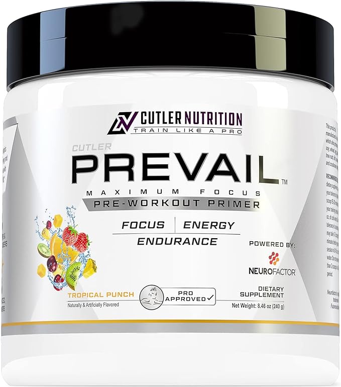 Prevail Pre Workout Powder with Nootropics Pre-Workout Drink for Men and Women Lazer Focus and Energy Stim Pre Workout with L-Citrulline Alpha GPC and L Tyrosine , 40 Scoops (Tropical Punch)