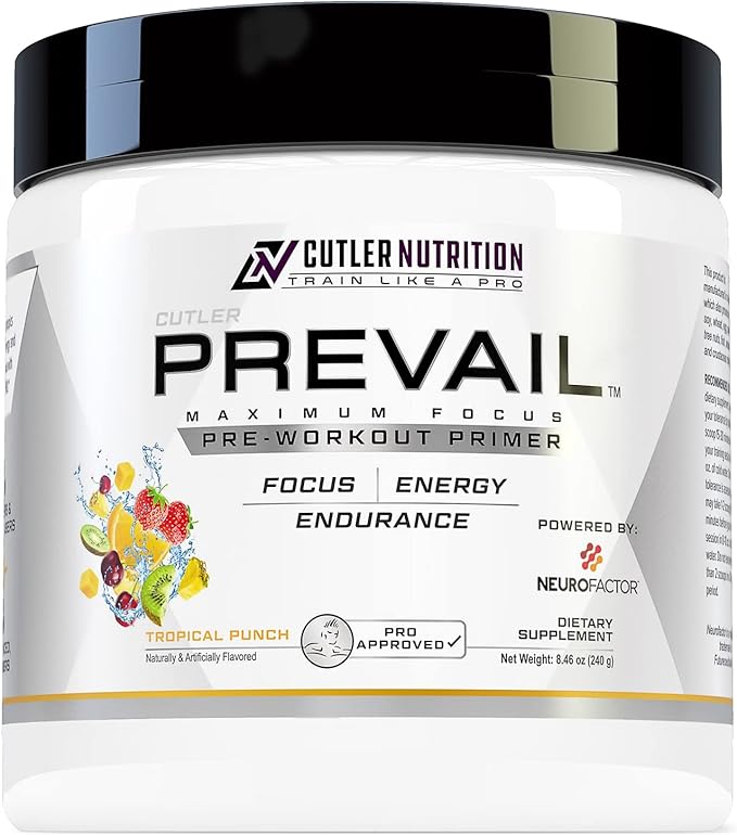 Prevail Pre Workout Powder with Nootropics Pre-Workout Drink for Men and Women Lazer Focus and Energy Stim Pre Workout with L-Citrulline Alpha GPC and L Tyrosine , 40 Scoops (Tropical Punch)
