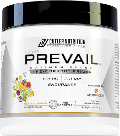 Prevail Pre Workout Powder with Nootropics Pre-Workout Drink for Men and Women Lazer Focus and Energy Stim Pre Workout with L-Citrulline Alpha GPC and L Tyrosine , 40 Scoops (Tropical Punch)