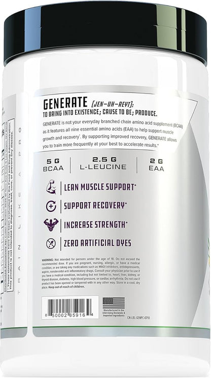 Cutler Nutrition Generate EAA and BCAA Powder: Best Branched Chain Amino Acids Supplement with Essential Amino Acids, 5g BCAAs, 2g EAAs for Lean Muscle Mass | Pina Colada, 30 Servings