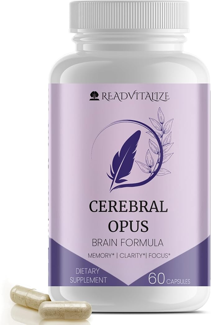 Cerebral Opus Brain Supplements for Memory and Focus - with Vitamin D, Folic Acid & Phosphatidylserine - Advanced Memory Formula to Boost Energy & Reduce Brain Fog (60 Capsules)