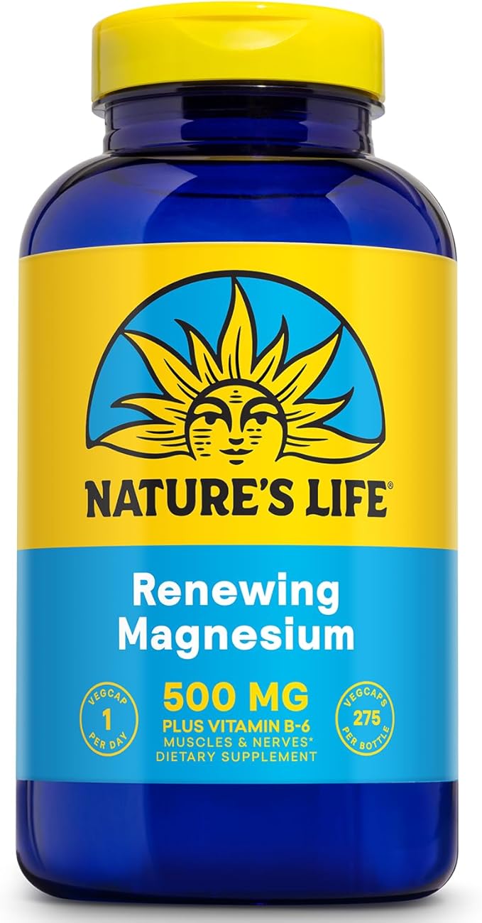 Nature’s Life Renewing Magnesium 500 mg - Magnesium Citrate, Magnesium Malate, Magnesium Oxide Plus Vitamin B-6 - Muscles and Nerves Support - Lab Verified - 275 Servings, 275 VegCaps