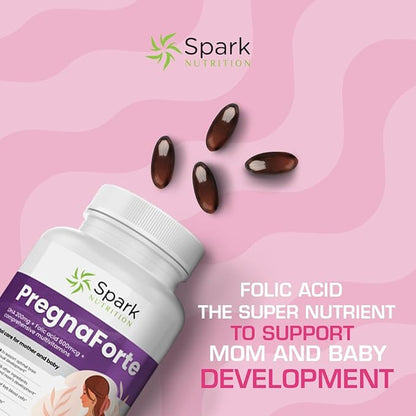 Pregnaforte 1 a day Prenatal vitamins for women 2 month: Folic acid, Fish Oil Omega 3 DHA/EPA, Vitamin D3, B6, Vitmain B12, C, E, Calcium, Iron, Magnesium, Zinc supplement FSA HSA eligble multivitamin