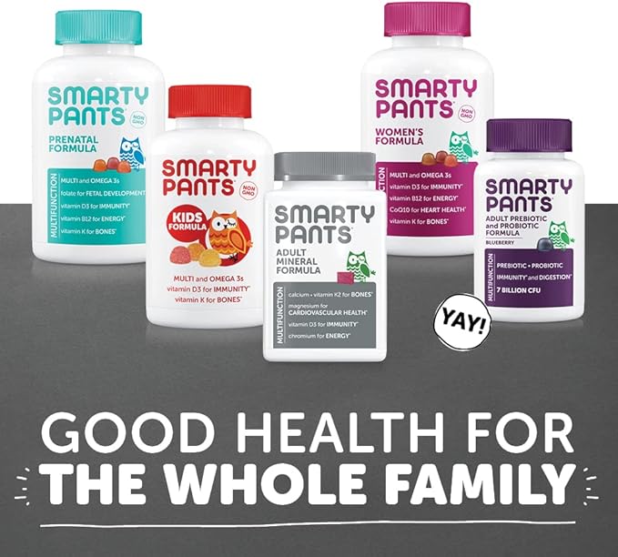 SmartyPants Mineral Chews: Magnesium Citrate & Calcium Supplement with Vitamin D3, Vitamin C, Vitamin K2, Zinc & Selenium for Immune Support, 60 Count (30 Day Supply)