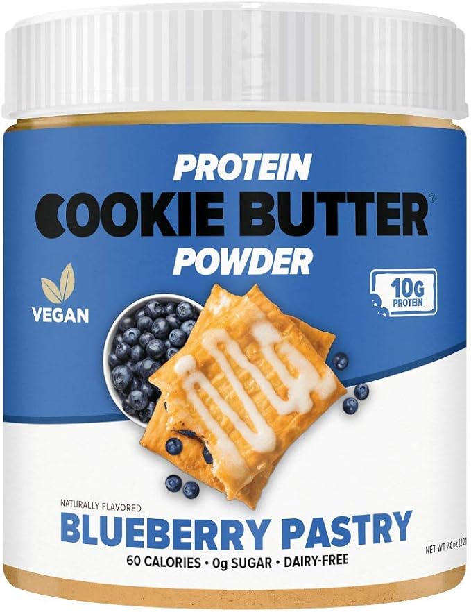 Flexible Dieting Lifestyle Vegan Protein Cookie Butter Powder - Blueberry Pastry | Dairy-Free, Keto-Friendly, Low Carb, Sugar-Free | Easy to Mix, Bake and Spread | 7.8oz