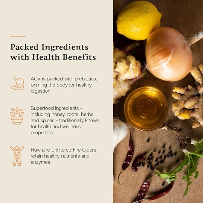 Hany's Harvest Unsweetened Fire Cider – 32 fl oz Glass Bottle | All-Natural, Small-Batch, Handcrafted, Non-GMO, Gluten-Free, Immune & Digestive Support