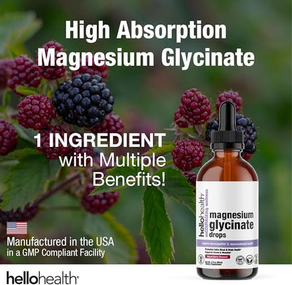 Magnesium Glycinate Liquid Magnesium Supplement Women, Men & Kids – Magnesium Bisglycinate 100 mg for Natural Calm, Muscle Recovery & Joint Support – Magnesium Liquid Vitamins (30 Days) – Berry Flavor
