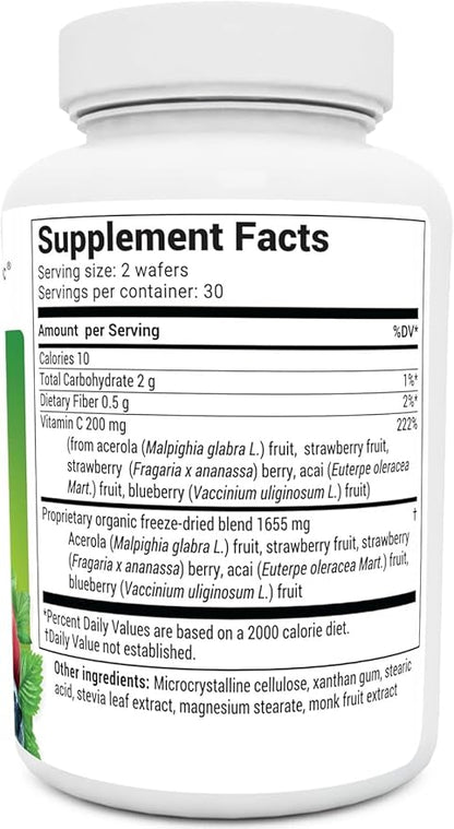 Dr. Berg Chewable Vitamin C Complex - Made with Organic, Non-GMO Berries - 60 Delicious Wafers