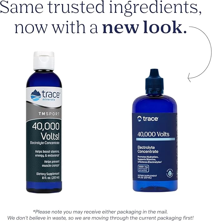Trace Minerals 40,000 Volts - Concentrate Supplement Drops for Electrolyte Support - Support Muscle Health & Vitality - Workout Drink to Aid Hydration - 8 fl oz (Pack of 2) (96 Servings)