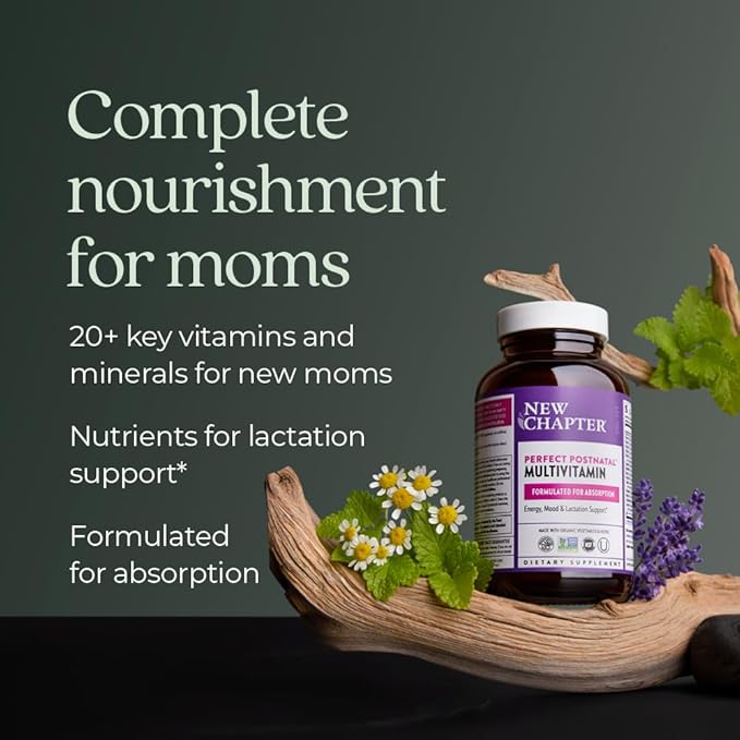 New Chapter, Postnatal Vitamins Lactation Supplement, Complete Multivitamin with Fermented Vitamin D3 + B Vitamins, Made with Organic Vegetables & Herbs, Non-GMO Ingredients, 96 Count