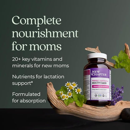 New Chapter, Postnatal Vitamins Lactation Supplement, Complete Multivitamin with Fermented Vitamin D3 + B Vitamins, Made with Organic Vegetables & Herbs, Non-GMO Ingredients, 96 Count