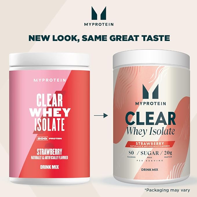 Myprotein Clear Whey Isolate Protein Powder, 1.1 Lb (20 Servings) Strawberry, 20g Protein per Serving, Naturally Flavored Drink Mix