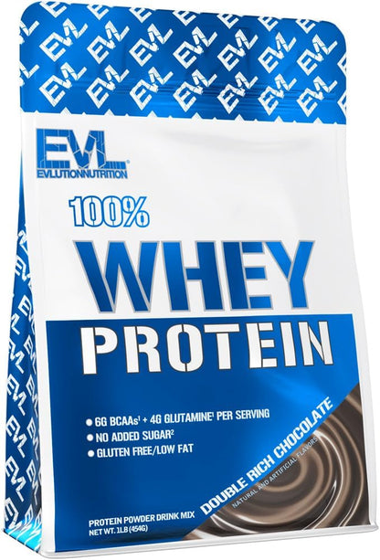 Evlution Nutrition 100% Whey Protein, 25g of Whey Protein, 6g of BCAAs, 4g of Glutamine, Gluten Free (1 LB, Double Rich Chocolate)