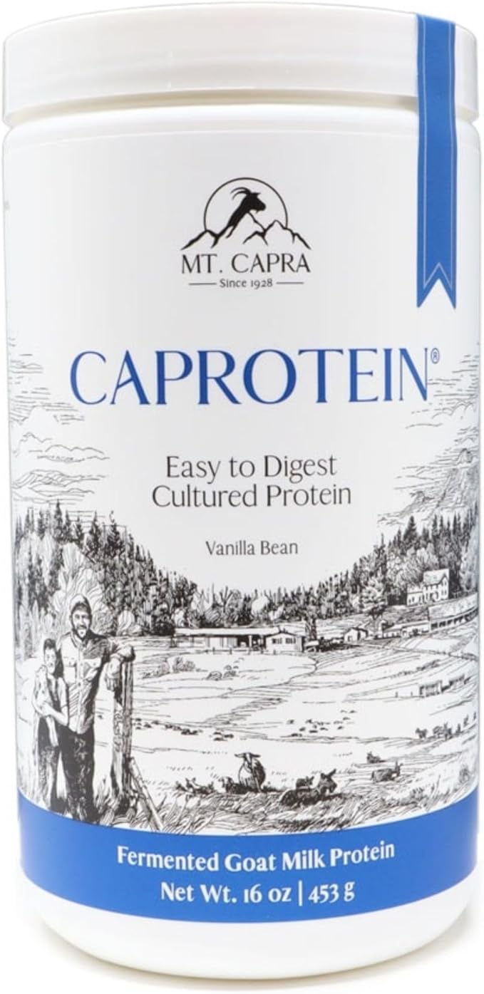 MT. CAPRA SINCE 1928 Caprotein | Casein Protein Concentrate, Fermented Goat Milk Protein from Grass-Fed Pastured Goats, Extremely Easy to Digest - 1 Pound