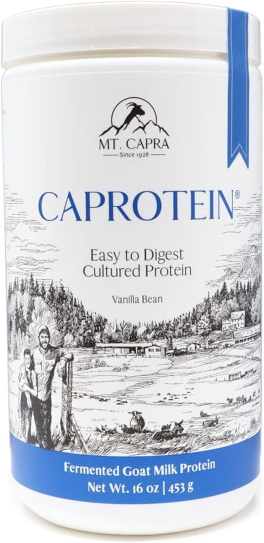 MT. CAPRA SINCE 1928 Caprotein | Casein Protein Concentrate, Fermented Goat Milk Protein from Grass-Fed Pastured Goats, Extremely Easy to Digest - 1 Pound