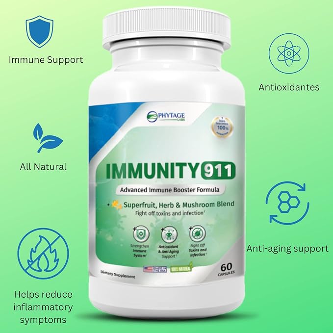 Immunity 911 Supplement - with Natural Ingredients Like Turmeric, Vitamin C, B6, E, Zinc - High Potency Immune Support -60 Capsules