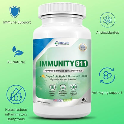 Immunity 911 Supplement - with Natural Ingredients Like Turmeric, Vitamin C, B6, E, Zinc - High Potency Immune Support -60 Capsules