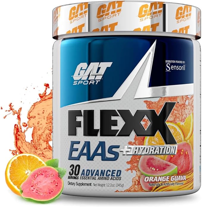 GAT SPORT Flexx EAAs + Hydration, Advanced Essential Amino Acids, 30 Servings (Orange Guava)