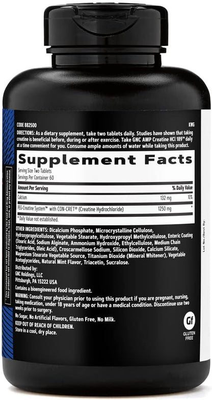 GNC AMP Creatine HCl Pills | Muscle Builder, Energy Production, Performance Recovery Supplement | Fast Absorbing, Gluten Free Formula| 120 Count